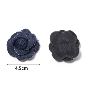 Vintage denim camellia flower brooch DIY apparel accessories hat bag clothing craft supply