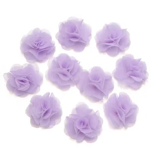 Detail view of light purple chiffon flower accessories, perfect for handmade DIY crafts.