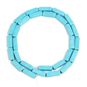 Turquoise square tube loose beads for DIY jewelry making, necklace bracelet accessories.