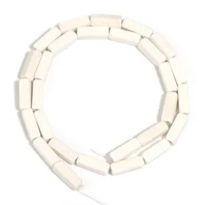 White rectangular tube bead detail, smooth surface, perfect for DIY handmade jewelry crafts.