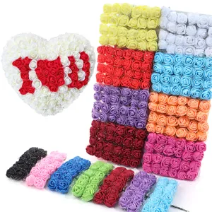 Colorful PE foam rose heads assortment and heart shape decor for wedding party DIY crafts.