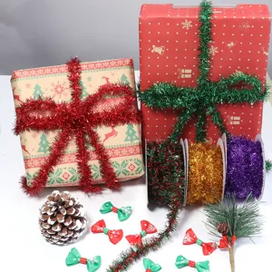 Weihnachten Lametta Girlande Metallisch Glänzendes Lametta Band Für Weihnachtsbaum Geschenkbox Party Festival Hut Dekoration DIY Handwerk Zubehör