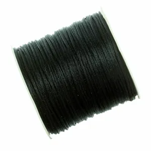 Bobina de cordón de tejido DIY negro para joyería, nudos chinos y pulseras artesanales.