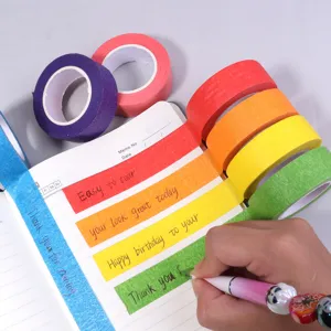 Set de rubans adhésifs colorés pour emballage cadeau, journal intime et loisirs créatifs.