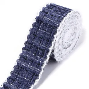 Classic tweed braided ribbon navy blue decorative DIY hair bow apparel accessory trim