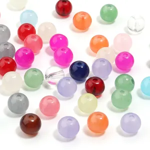 Perles rondes en verre colorees pour bijoux faits main colliers et bracelets DIY.