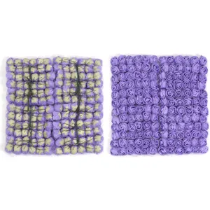 Purple artificial PE foam rose flower heads with mesh and wire, ideal for wedding and floral decor.