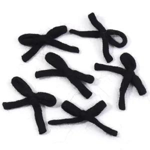 Black fuzzy bow hair clips DIY accessories cute plush bowknot craft trimming for clothes shoes