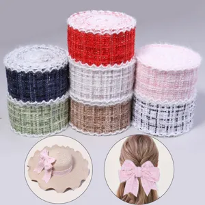 Tweed Plaid Plaid Ribbon Trimming With Fringed Edge Cotton Linen Decorative Ribbon For DIY Hair Bows Garment Craft Decoration