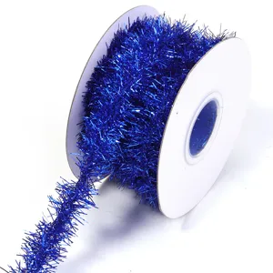 Blaues Weihnachtslametta Girlande Band auf Spule fuer Party Weihnachtsbaum Dekoration