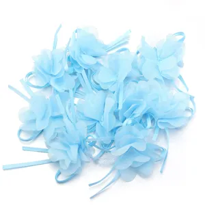 Hellblaue Chiffon Bänder 3D Blumen DIY Haarschmuck Bekleidung Zubehör Bastelbedarf