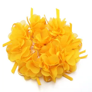Gelbe Chiffon Band 3D Blumen DIY Haarschmuck Kleidungszubehör Handwerk Bastelbedarf
