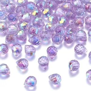 Lichtpaarse AB kleur gefacetteerde kristzen aardbei kraaltjes voor DIY sieraden ketting