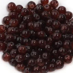 Perles rondes en verre marron foncé en vrac pour bijoux faits main bracelets colliers