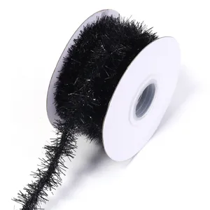 Schwarze Lametta Borte Band Spule fuer Weihnachtsfeier Feiertag Baum Geschenkkarton