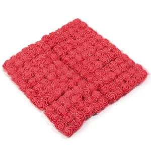 Wholesale artificial red PE foam rose flower heads with mesh for wedding and home decor details.