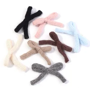 Knitted bow DIY accessories plush cotton sweet candy colors for hairpin clothing and shoes