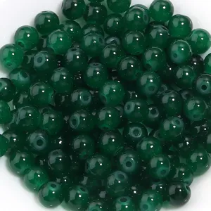 Perles de verre vert foncé perles rondes en vrac pour bijoux faits main colliers bracelets
