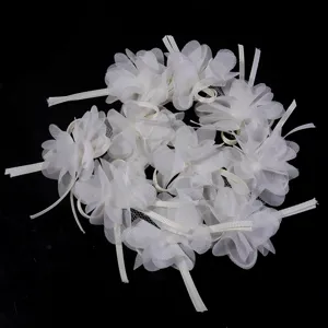 Weiße Chiffon-Band 3D Blumen DIY Zubehör, Stoff Haarspangen und Kleidung Dekor Teile.