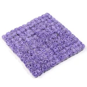 Wholesale artificial purple foam rose flower heads with mesh for wedding party decor.
