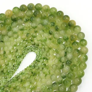 Perle di calcedonio verde naturale, perline rotonde sfumate per accessori di gioielli fai da te.