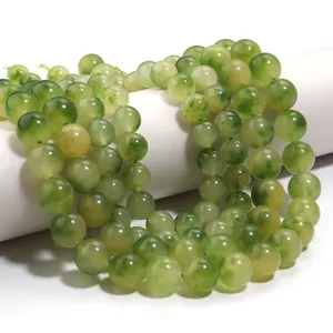 Perle di calcedonio verde per creazione gioielli fai da te, fili di pietra per bracciali collane.