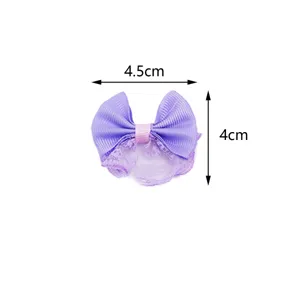 Pince à cheveux nœud ruban dentelle violet DIY accessoire mignon pour enfants 4.5x4cm