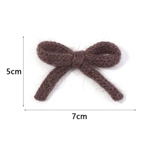 Brown knitted bow plush cotton DIY hair clip accessory sweet cute apparel decoration 7cm