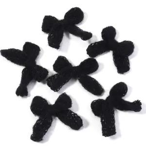 Black knitted bow accessories for DIY hair clips, clothing decoration and handmade crafts.