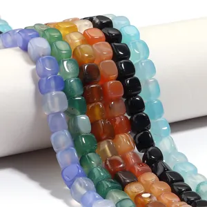 Kleurrijke vierkante natuurlijke agaat losse kralen voor DIY sieraden maken en armbanden.