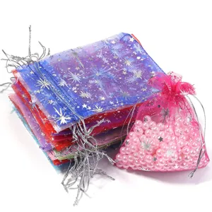 Sacchetti in organza per gioielli e piccoli regali con stella fiocco cordoncino busta