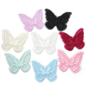 Double layer 3d lace butterfly embroidery patches handmade diy clothing accessories craft supplies