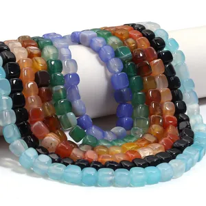 Natuurlijke agaat vierkante losse kraaltjes kleurrijke DIY armband sieraden maken groothandel