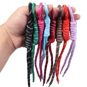Colorful woven nylon rope detail, multi-color lanyard accessory for bag charm and keychain.