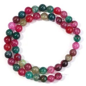 Detailed view of multicolored dragon vein agate round beads, perfect for DIY jewelry making.
