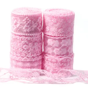 Pink lace trim ribbon roll for DIY doll clothes Lolita dress sewing apparel craft supply