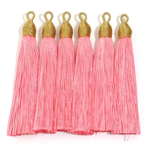 Nappe di seta rosa con cappucci in filo d'oro per fai da te accessori hanfu 6 pezzi