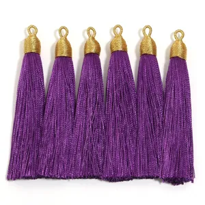 Nappe viola con cappio in filo dorato per accessori fai da te ventaglio Hanfu borse.
