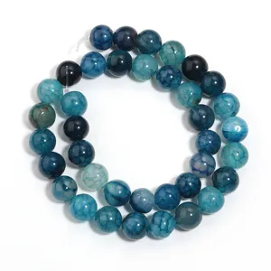 Blue dragon vein agate round beads detail for DIY jewelry making and crafting