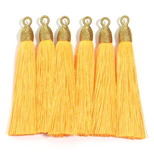Nappe gialle con cappucci dorati e anelli per lavori fai-da-te e accessori Hanfu.