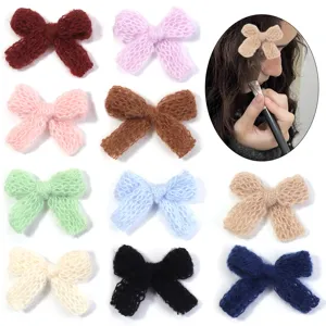 Handmade Knitted Wool Bow Accessories DIY Double Layer Cotton Thread Bowknot For Clothing Coat Sweater Shoes Hats Decor