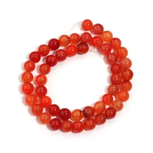 Detailed view of red dragon vein agate round loose beads, perfect for DIY jewelry making and crafts.