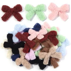 Knitted wool bow accessories DIY handmade hair clips clothing decoration colorful craft supply