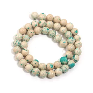 Perline rotonde in pietra naturale filo sfuso per la creazione di gioielli fai da te bracciali.