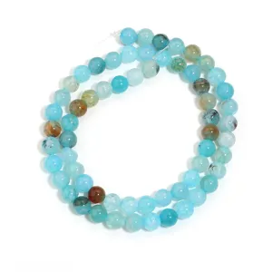 Natural blue dragon vein agate round beads loose bead DIY jewelry making supplies accessory