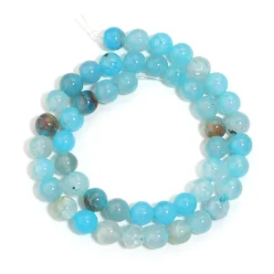 Blue dragon vein agate round beads loose strand for DIY handmade jewelry craft accessories.