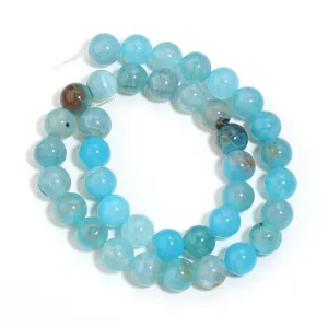 Natural blue dragon vein agate round loose beads for DIY jewelry making and bracelet.