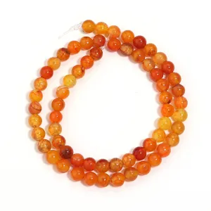 Natural orange dragon vein agate round beads for DIY jewelry making, necklace bracelet parts.