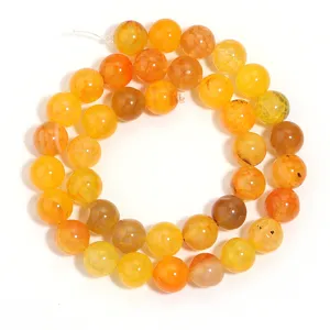 Natural stone dragon vein agate round loose beads for DIY jewelry making and accessories.