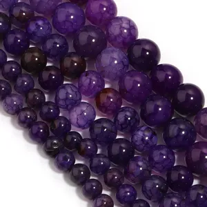 Natural purple crackle agate round beads loose beads for DIY jewelry making and crafting bracelets